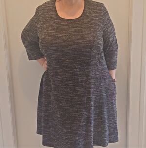 Penningtons Black and Gray Long Sleeve Dress